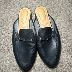 Black Leather Slip-On Loafers